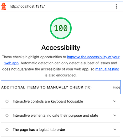 Image with Lighthouse Accessibility Score of 100